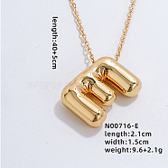 Stainless Steel Party Balloon Letter Pendant Cable Chain Necklaces for Women, Golden, Letter E, 15.75 inch(40cm)(YF1942-5)