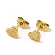 Ion Plating(IP) 304 Stainless Steel Heart Stud Earrings for Women, Real 18K Gold Plated, 6x7mm, Pin: 0.8mm(EJEW-I281-13G)