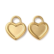 304 Stainless Steel Pendant Cabochon Settings, Heart Charm, Real 18K Gold Plated, Tray: 9x7.5mm, 17x14x2mm, Hole: 4.5x4mm(STAS-Q252-19G)