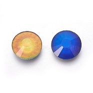 Faceted Glass Cabochons, Changing Color Mood Cabochons, Flat Round, Colorful, 15x5mm(GLAA-F091-05)