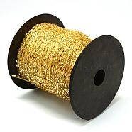 Silver Lined Transparent Bugle Bead Cords, with Polyester Cords, with Random Color Spools and Nylon Cords, Round Hole, Goldenrod, 1.5~3x1.5~2mm, about 100yards/roll(300 feet/roll)(OCOR-R041-B01)