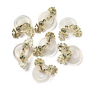 Natural White Agate Connector Charms, Donut Links with Brass Findings, Real 14K Gold Plated, 27x15x8mm, Hole: 1mm(G-R489-27G)