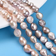 Natural Cultured Freshwater Pearl Beads Strands, Baroque Keshi Pearl, Two Sides Polished, Lilac, 8~15x8~9.5x6~7.5mm, Hole: 0.7mm, about 30~35pcs/strand, 13.98~14.37''(35.5~36.5cm)(PEAR-N014-08D-02)