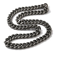 201 Stainless Steel Cuban Link Chain Necklaces, Antique Silver, 23.62 inch(60cm)(NJEW-H033-05B-AS)