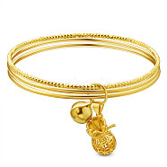 SHEGRACE Brass Charm Bangles, Round and Purse, Real 24K Gold Plated, 2-1/2 inch(6.5cm)(JB643A)