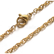 304 Stainless Steel Double Link Chains Necklaces, with Lobster Claw Clasps, Golden, 29.52 inch(75cm)(NJEW-L398-02G)