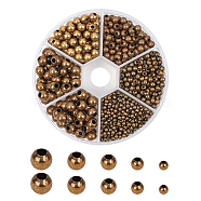 Brass Spacer Beads, Round, Antique Bronze, 2.4mm/3mm/4mm/5mm/6mm, Hole: 0.8~3mm, about 1190pcs/box(KK-PH0036-61AB)