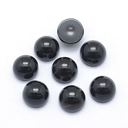 Natural Black Agate Cabochons, Half Round, 6x3~3.5mm(X-G-P393-R02-6mm)