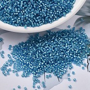 MIYUKI Delica Beads, Cylinder, Japanese Seed Beads, 11/0, (DB1709) Mint Pearl Lined Azure, 1.3x1.6mm, Hole: 0.8mm, about 20000pcs/bag, 100g/bag(SEED-J020-DB1709)