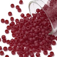 TOHO Round Seed Beads, Japanese Seed Beads, (5CF) Transparent Frost Ruby, 8/0, 3mm, Hole: 1mm, about 1110pcs/50g(SEED-XTR08-0005CF)