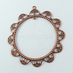 Iron Links, Filigree Joiners, Flower, Red Copper, 65x62x2mm, inner diameter: 43mm, Hole: 2mm(X-IFIN-R0139-R)