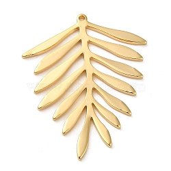 Brass Pendant, Real 18K Gold Plated, Leaf, 31.5x25x1mm, Hole: 0.8mm(KK-O100-13G-01)