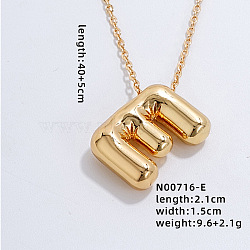 Stainless Steel Party Balloon Letter Pendant Cable Chain Necklaces for Women, Golden, Letter E, 15.75 inch(40cm)(YF1942-5)