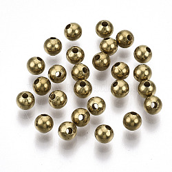 Brass Beads, Round, Nickel Free, Unplated, 5x4.5mm, Hole: 1.5mm(KK-R141-5mm-01C-NF)