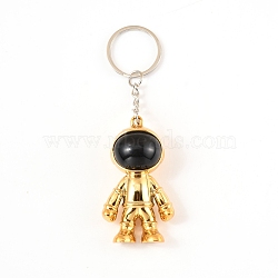 Plastic Astronaut Keychains, Electroplated, with Iron Key Rings, Golden, 10.3cm(KEYC-WH0024-02G)