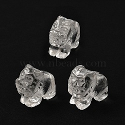 Chinese Zodiac Natural Quartz Crystal Carved Beads, Rock Crystal Animal Beads, Tiger, 18x19x9mm, Hole: 1.2mm(G-D300-01C)