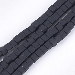 Spray Painted Non-magnetic Synthetic Hematite Beads Strands, Cube, Black, 4x4x4mm, Hole: 0.8mm, about 94~100pcs/strand, 15.5 inch~16.3 inch(G-T116-22-17)