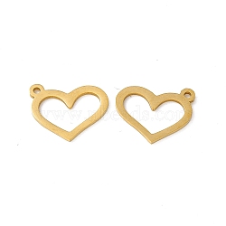 PVD Vacuum Plating 201 Stainless Steel Pendants, Heart Charm, Real 18K Gold Plated, 14x16.5x1mm, Hole: 1.4mm(STAS-J401-LD018)