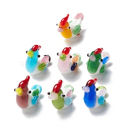 Handmade Lampwork Beads, Mandarin Duck, Mixed Color, 28~29x11.5x17.5~19mm, Hole: 0.9~1.4mm(LAMP-I025-07H)