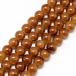 Baking Painted Crackle Glass Bead Strands, Round, Saddle Brown, 6mm, Hole: 1.3~1.6mm, about 133pcs/strand, 31.4 inch(X-DGLA-Q023-6mm-YS30)