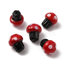 Glass Bead, Mushroom, Red, 15x12.5mm, Hole: 1.5mm(FIND-TAC0009-91)