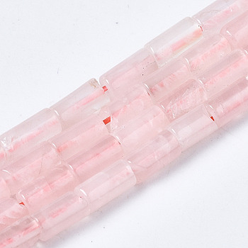 Natural Rose Quartz Beads Strands, Column, 5~6x3mm, Hole: 0.8mm, about 64~65pcs/strand, 15.35inch(39cm)