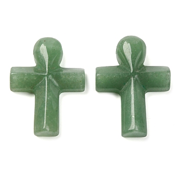 Natural Green Aventurine Pendants, Cross, 35.5x24.5x4mm, Hole: 1.6mm