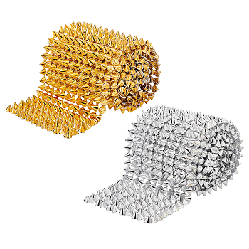 Plastic Rivets, Cone, Platinum & Golden, 8x6.5mm, 2 colors, 0.96~1yard/color, 1.92~2yards/set