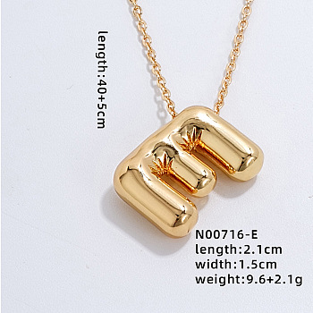 Stainless Steel Party Balloon Letter Pendant Cable Chain Necklaces for Women, Golden, Letter E, 15.75 inch(40cm)