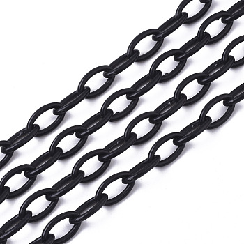 Opaque Acrylic Cable Chains, Horse Eye, Black, 13x8x2mm, 18.5 inch~19.29 inch(47~49cm)/strand