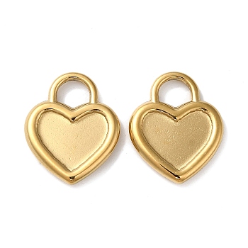 304 Stainless Steel Pendant Cabochon Settings, Heart Charm, Real 18K Gold Plated, Tray: 9x7.5mm, 17x14x2mm, Hole: 4.5x4mm