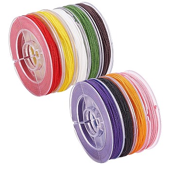 Nylon Thread, for Jewelry Making, Mixed Color, 0.8mm, about 7~9m/roll, 9colors, 1roll/color, 9rolls/set