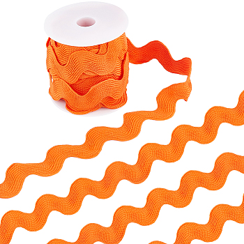 10 Yards Polyester Wavy Fringe Trim Ribbon, Wave Bending Lace Trim, for Clothes Sewing and Art Craft Decoration, Dark Orange, 1-1/2 inch(37mm)