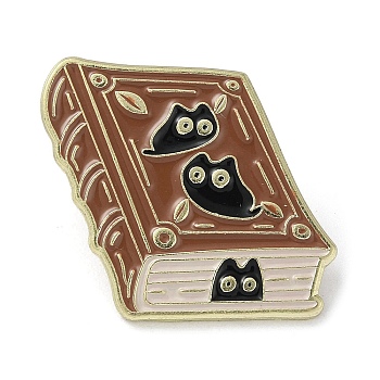 Black Cat Enamel Pins, Alloy Brooch for Backpack Clothes, Book, 24.5x27.5x1.5mm