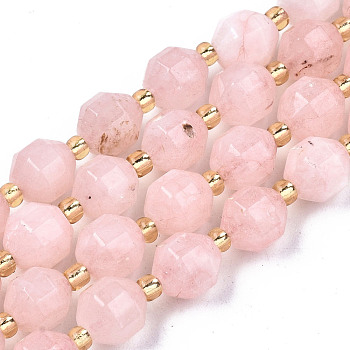 Natural Dolomite Beads Strands, Faceted, Dyed, Round, Pink, 8x8mm, Hole: 1.2mm, about 33pcs/strand, 15.16 inch~15.35 inch(38.5cm~39cm)