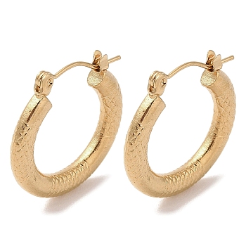 Texture 201 Stainless Steel Half Hoop Earrings for Women, with 304 Stainless Steel Pin, Golden, 22.5x3mm