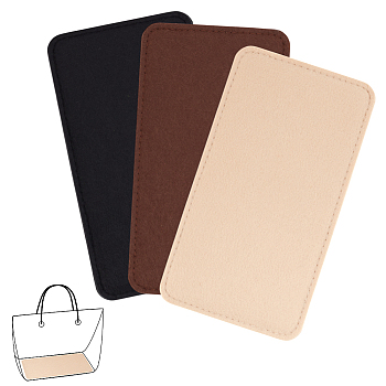 3Pcs 3 Styles Rectangle Felt Bag Bottom, for Knitting Bag, Women Bags Handmade DIY Accessories, Mixed Color, 23x12.4x0.8cm, 1pc/color