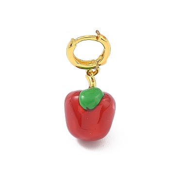 304 Stainless Steel Enamel Pendant Decorations, Cadmium Free & Nickel Free & Lead Free, Apple, Golden, 24mm