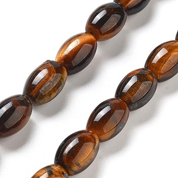 Natural Tiger Eye Beads Strands, Rice, 12x8mm, Hole: 1.2mm, about 33pcs/strand, 15.94''(40.5cm)