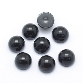 Natural Black Agate Cabochons, Half Round, 6x3~3.5mm