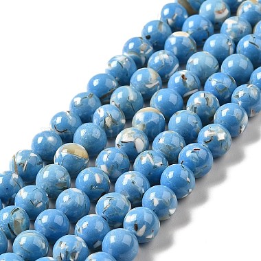 Perles de turquoise synthétique et coquillage assemblées(G-D482-01B-04)-2