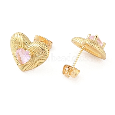 Pearl Pink Heart Cubic Zirconia Stud Earrings