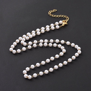 PVD Vacuum Plating 304 Stainless Steel Beaded Necklaces(NJEW-E064-08G)-2