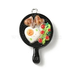 Opaque Resin Pendants, with Platinum Iron Loop, Imitation Food, Steak, Black, 34x20x7mm, Hole: 2mm(FIND-A058-05B)