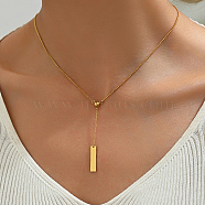 Stainless Steel Long Y Necklaces, Rectangle Pendant Necklaces Casual Fashion Gift for Women, Golden, 16.14 inch(41cm)(RI4861)