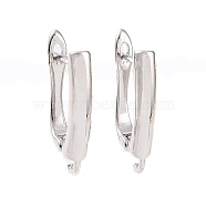 Brass Hoop Earring Findings, Latch Back with Horizontal Loops, Platinum, 18x10x3mm, Hole: 2mm, Pin: 1mm(KK-A181-VF392-1)