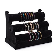 Removable 3 Tier T-bar Velvet Bracelet Display Stands, Jewelry Organizer Holder for Bracelets Storage, Black, Finish Product: 16.7x30.4x23cm(BDIS-YW0001-04)