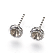304 Stainless Steel Post Stud Earring Settings, for Pointed Back Xilion Rivoli Rhinestone, Stainless Steel Color, Fit For: 4mm Rhinestone, 14x6.5mm, Pin: 0.7mm(STAS-I097-007B-P)