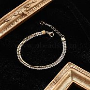 Stainless Steel Multi-strand Bracelets for Women, with Cubic Zirconia , Real 18K Gold Plated, 6-3/4 inch(17.2cm)(BJEW-F485-01G-02)