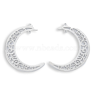 201 Stainless Steel Pendants, Moon, Stainless Steel Color, 40x34x1.5mm, Hole: 1.5mm(STAS-N098-111P)